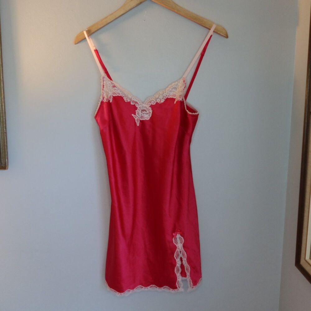 Victoria's Secret Women's Slip Nightgown Red 2000s Slit y2k 90s Gorpcore Boho